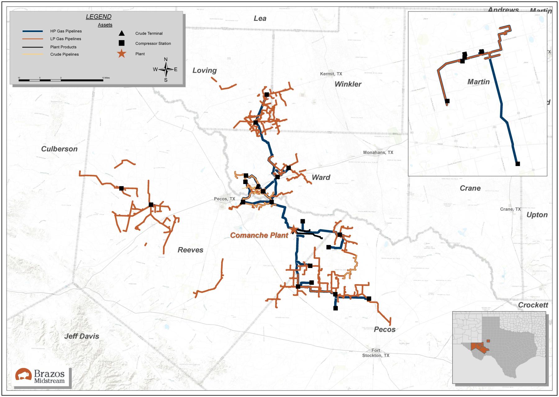 Map of Brazos Operations