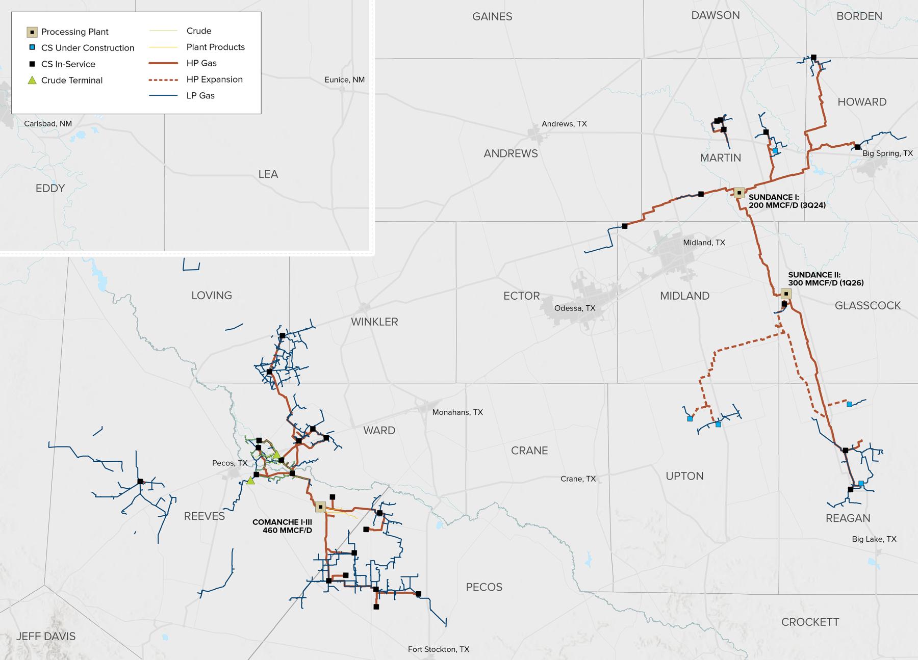 Map of Brazos Midstream Operations