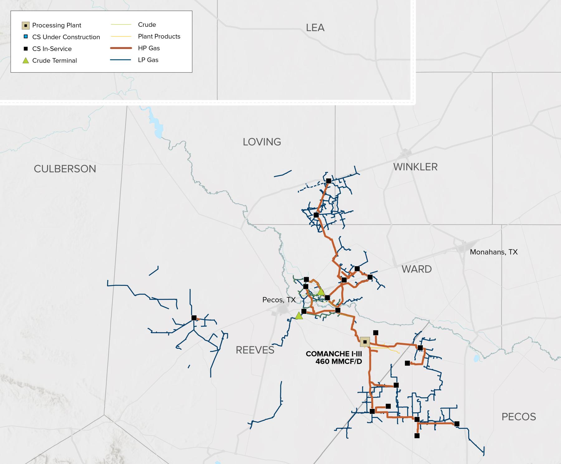 Map of Delaware Basin assets