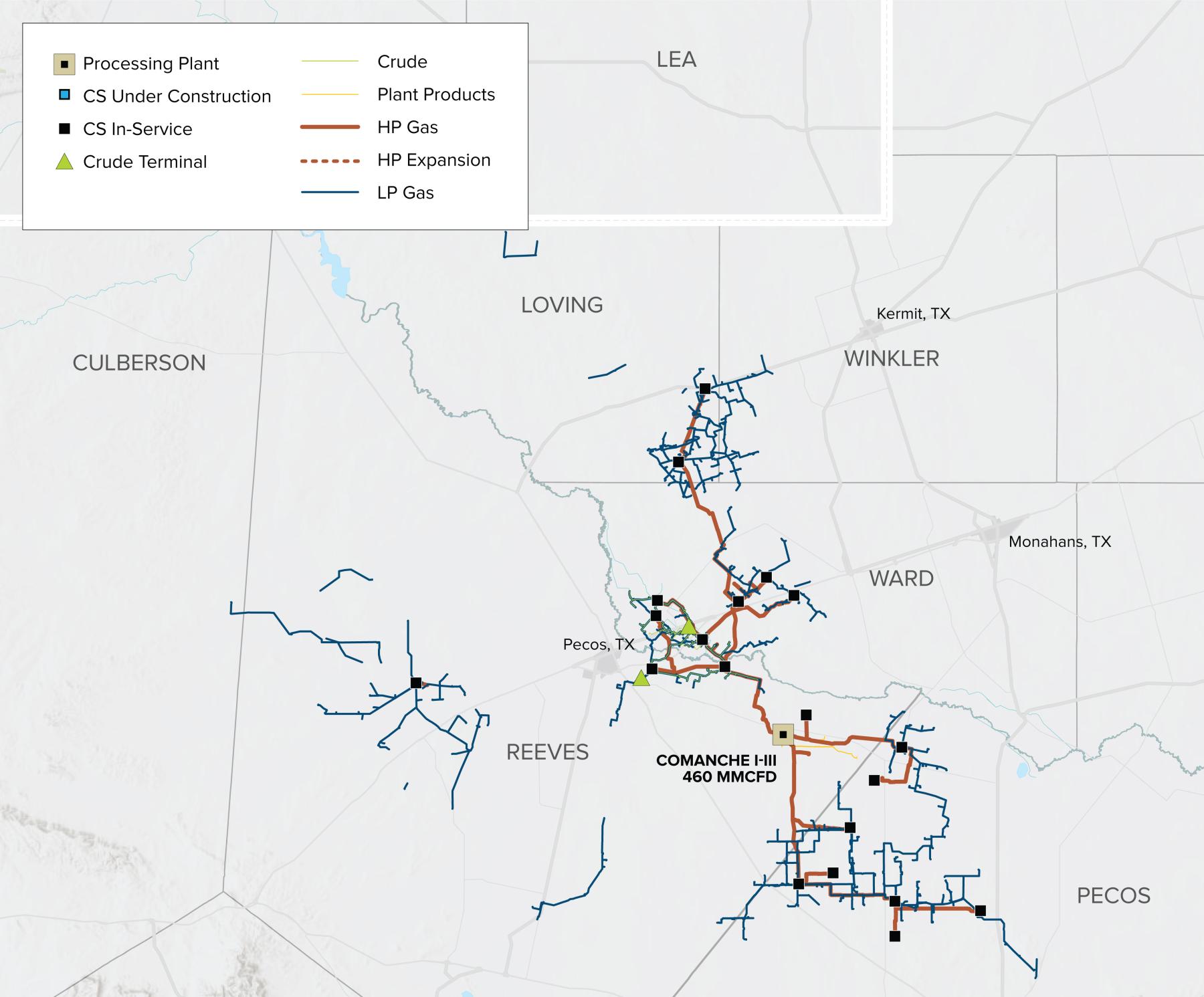 Map of Delaware Basin assets