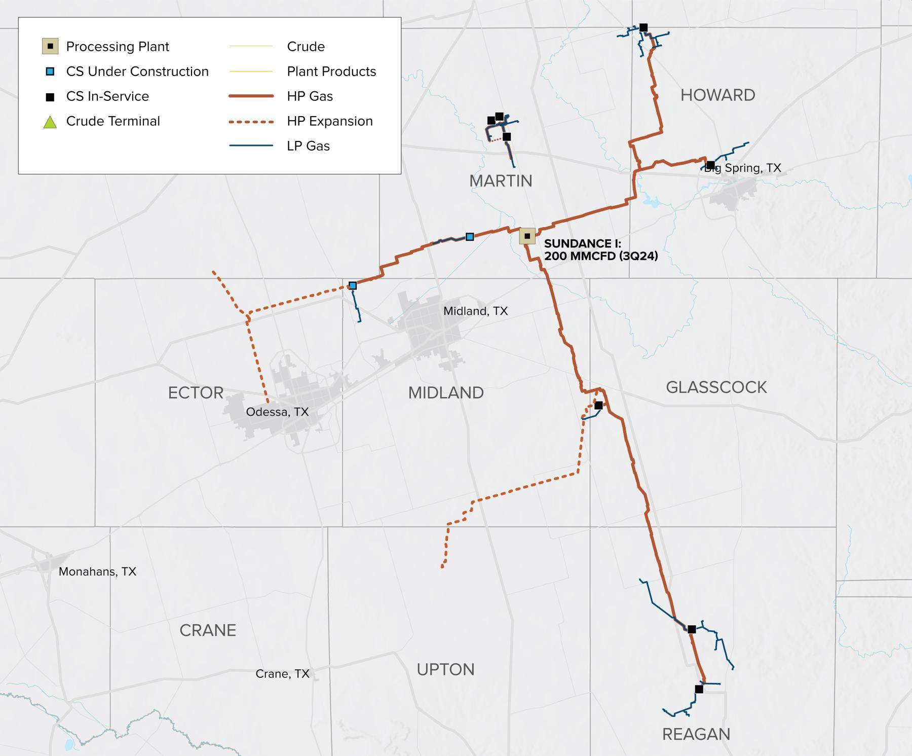 Map of Midland Basin operations